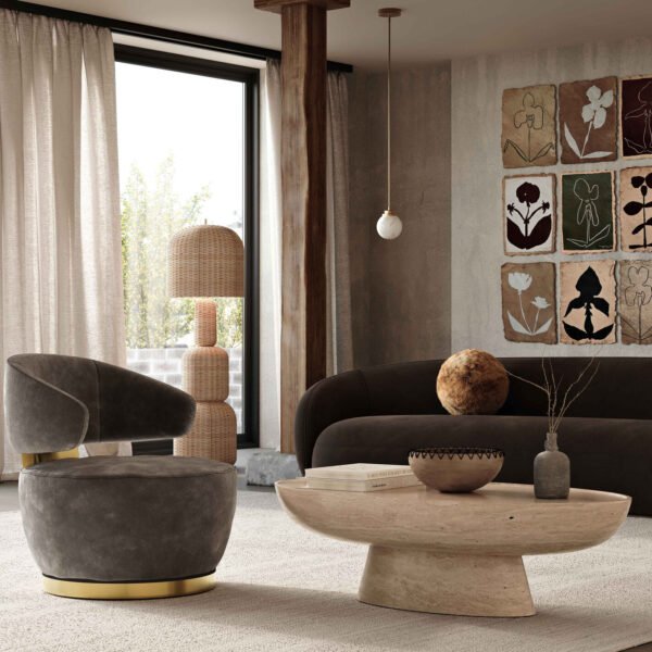 Burton Velvet Curved Sofa